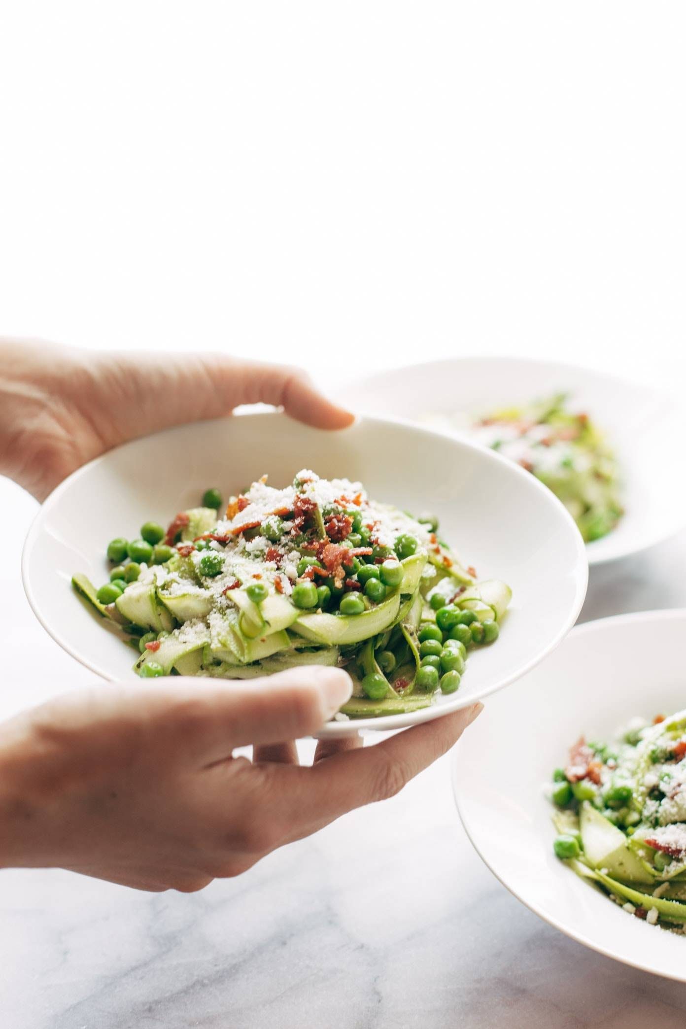 Asparagus Noodles with Pesto in a bowl.