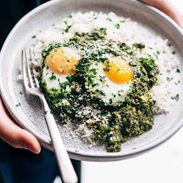 A picture of Creamy Green Shakshuka with Rice