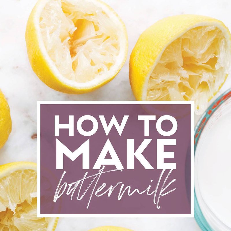 Lemons and milk on a table with "How to make buttermilk"