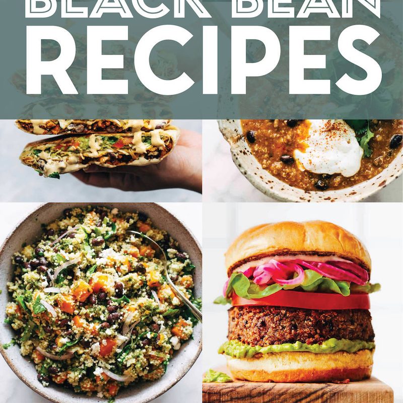 Black bean recipes in a collage.