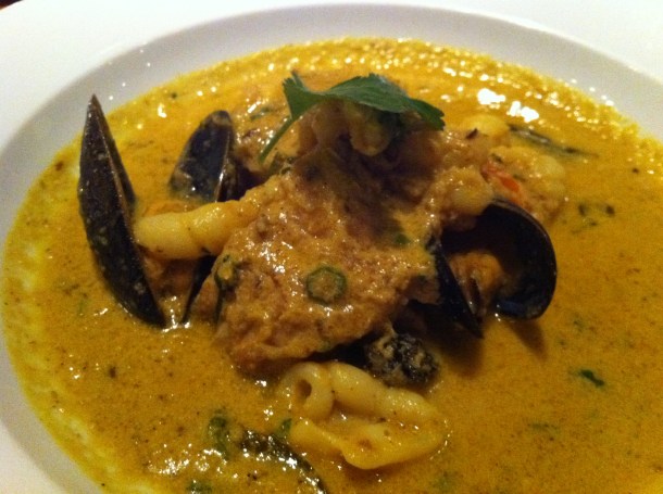 Barramundi, prawn, squid and mussel curry at Cinnamon Kitchen