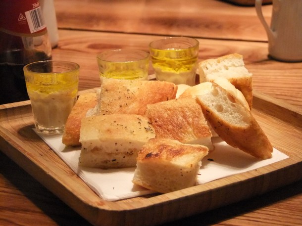 Italian breads with hummus at The Larder