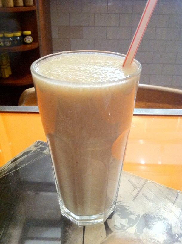 A peanut butter and banana milkshake at S&M Cafe