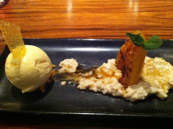 Poached pear and star anise ice cream at Cinnamon Kitchen