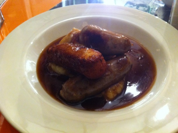 Sausages and mash at S&M Cafe