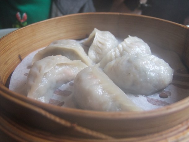 Steamed vegetarian dumplings at Leong's Legends Continues.