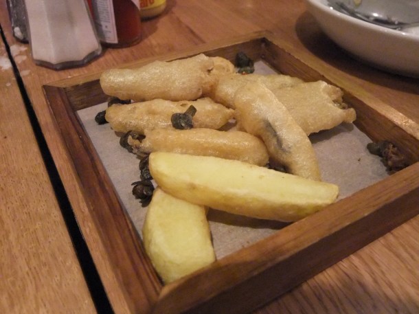 Anchovies and chips at The Draft House Tower Bridge