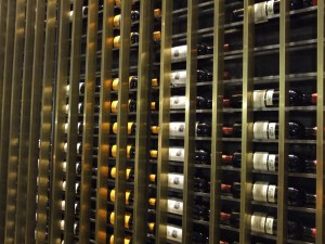 Wine rack wall at Barbecoa