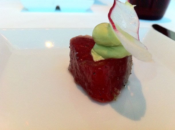 tuna and avocado amuse bouche at Mix