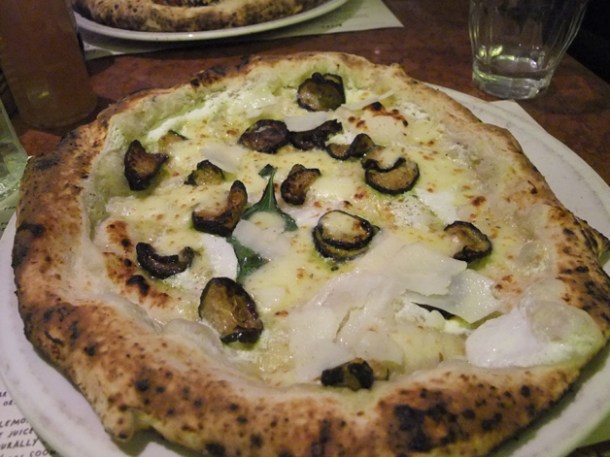 courgette, basil, ricotta and pecorino pizza at Franco Manca Chiswick courgette, basil, ricotta and pecorino pizza at franco manca chiswick