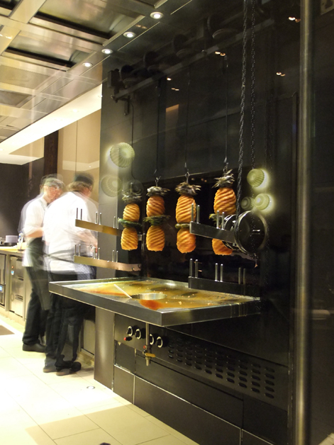 roasting pineapples at Dinner by Heston Blumenthal