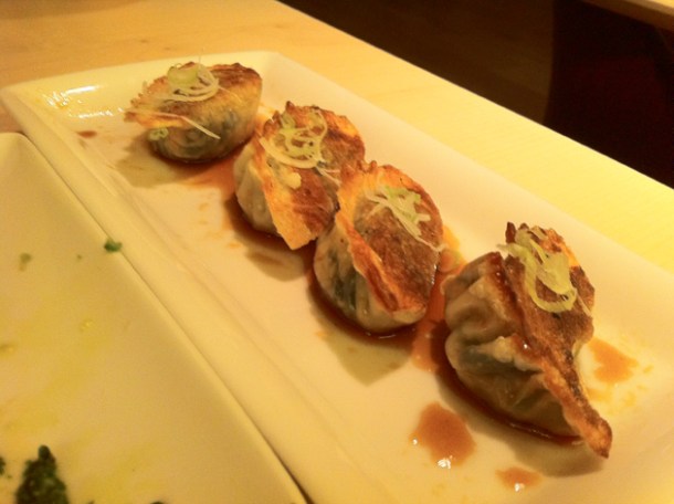 kimchi and mushroom gyoza at Senkai Regent Street kimchi and mushroom gyoza at senkai regent street