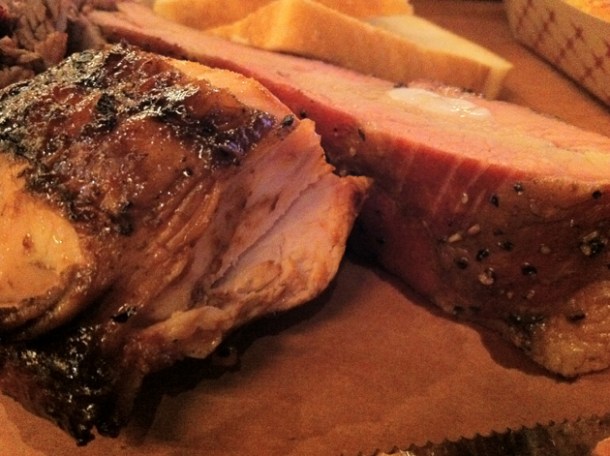 barbecue chicken and ribs at Hill Country New York bbq chicken and ribs at hill country new york