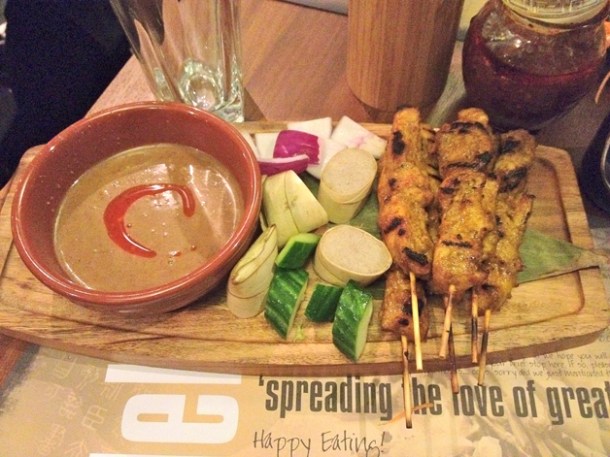 chicken satay at Banana Tree Indochina Kitchen Wardour Street chicken satay at banana tree indochina kitchen wardour street