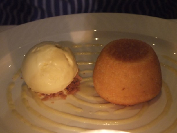 pear financier and cinnamon ice cream at The Notting Hill Brasserie pear financier and cinnamon ice cream at the notting hill brasserie