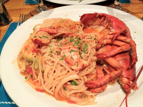 spaghetti lobster at Trattoria Mondello spaghetti lobster at trattoria mondello