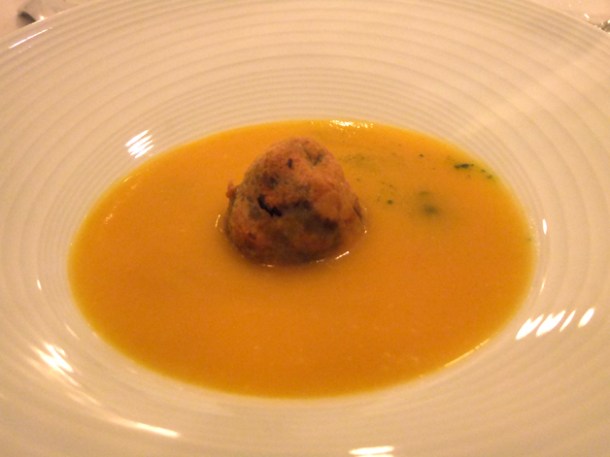butternut soup with mushroom tempura at Morgan M butternut soup with mushroom tempura at morgan m