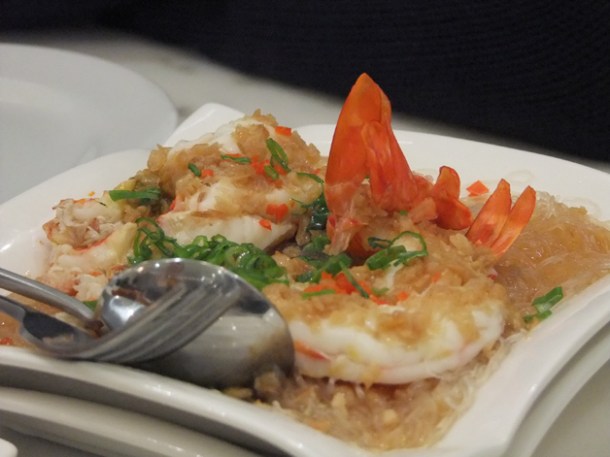 steamed tiger prawns and vermicelli at greenleaf holborn