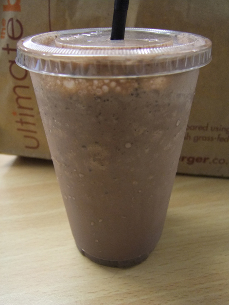 chocolate milkshake at ultimate burger