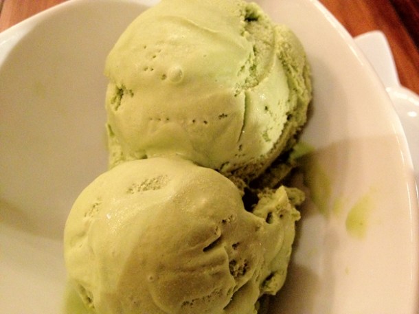 green tea ice cream at Kin green tea ice cream at kin