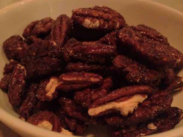 bourbon and chilli pecans at karpo