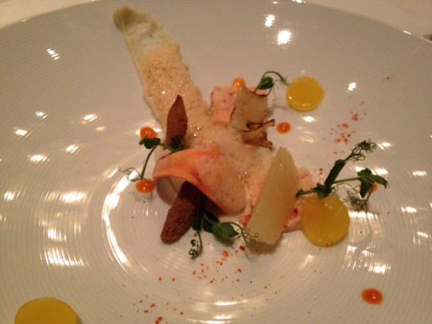 lobster with black salsify and citrus at Anna Sacher lobster with black salsify and citrus at anna sacher