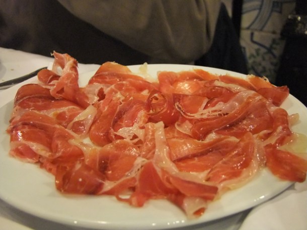 jamon serrano at Los Caracoles serrano ham at Los Caracoles