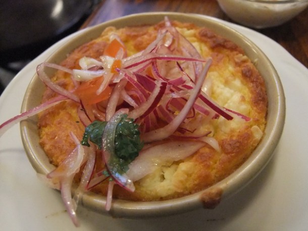 Peruvian corn cake at Ceviche London peruvian corn cake at ceviche london