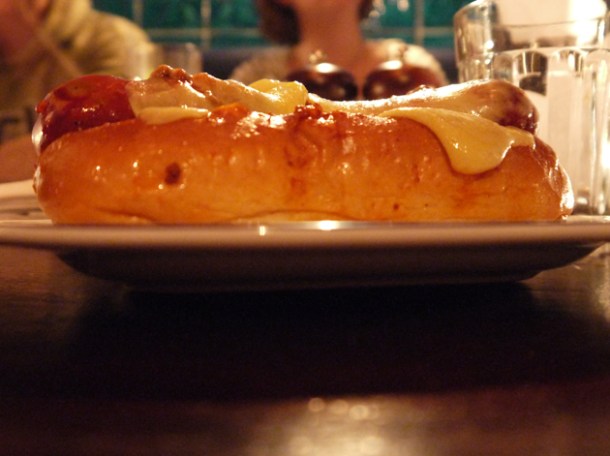 hot dog at Hawksmoor Spitalfields hot dog at hawksmoor shoreditch