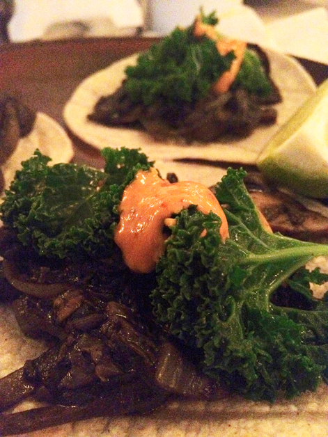 mushroom tacos at La Bodega Negra kale and mushroom tacos at la bodega negra