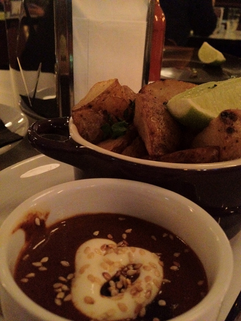 roast potatoes with mole negro at La Bodega Negra roast potatoes with mole negro at la bodega negra