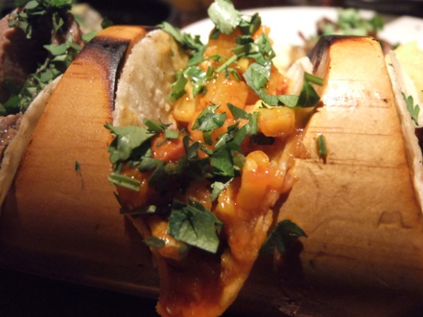 roasted squash and chorizo tacos at La Bodega Negra restaurant roasted squash and chorizo tacos at la bodega negra restaurant