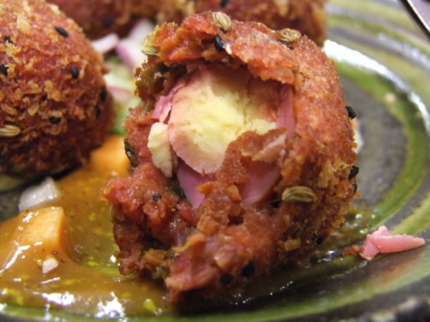 inside a bangla scotch egg at cinnamon soho