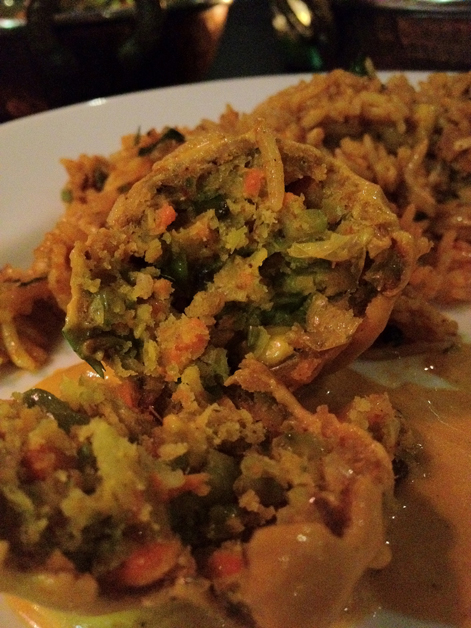 close up of vegetable dumplings at Carom close up of vegetable dumplings at carom
