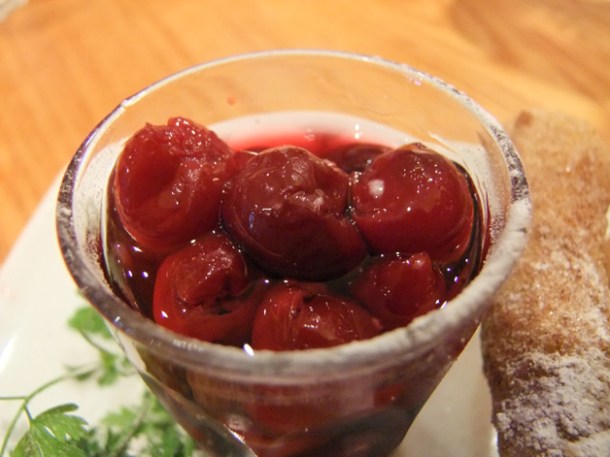 vodka soaked cherries accompanying the churros at terre a terre