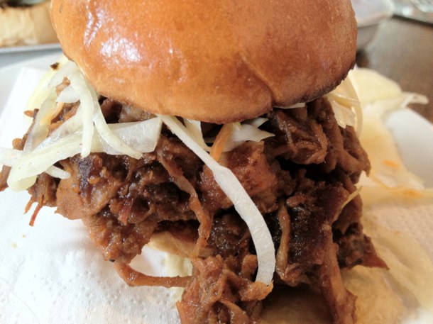 pulled pork slider at Duke's Haggerston pulled pork slider at dukes brew and que haggerston