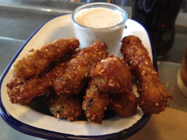 aubergine chips at spuntino