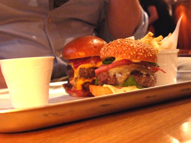 el chappo mini burger at lucky chip slider bar