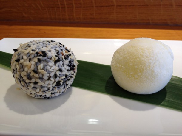 black sesame and yuzu ice cream mochi at Toku black sesame and yuzu ice cream mochi at toku