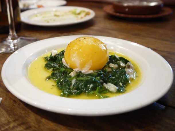 duck egg, smoked haddock and spinach at Copita duck egg, smoked haddock and spinach at copita