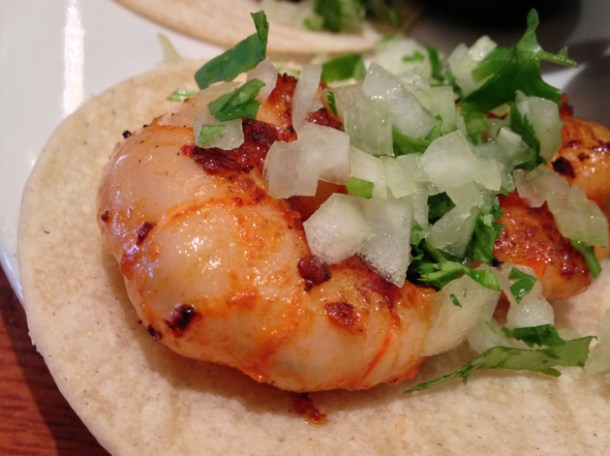 prawn taco at la perla