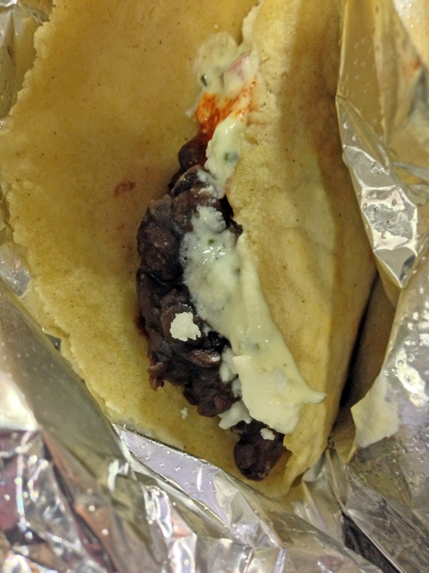 black bean and feta taco from the taco stand
