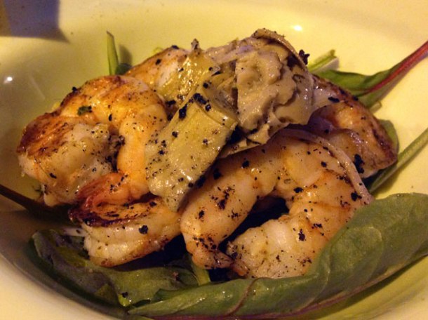 prawn and artichokes at osteria tufo