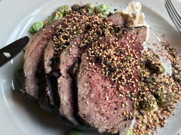 cold roast duck with labneh, broad beans and za'tar at rawduck