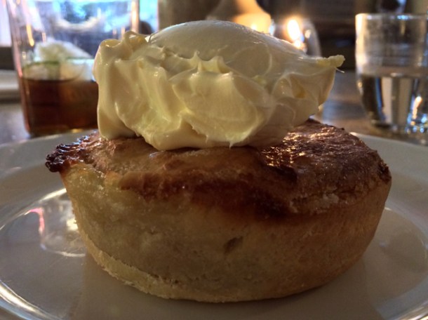 lemon pie with clotted cream at rawduck