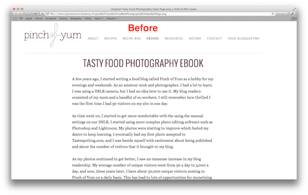 Above the Fold of Sales Page_Before.