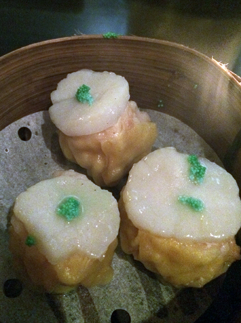 scallop and shrimp dumplings at courtesan
