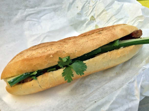 honey roast pork banh mi from banh mi bicycle