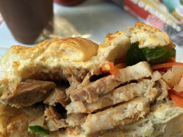 pork belly and pork pate banh mi at hop