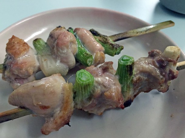 chicken thighs and spring onion at jidori